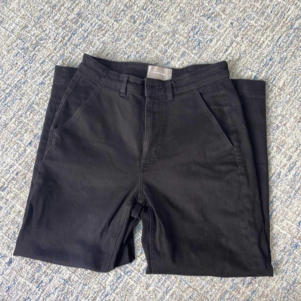 Everlane Women's Pants The Straight-Leg Crop Stretch Black 6